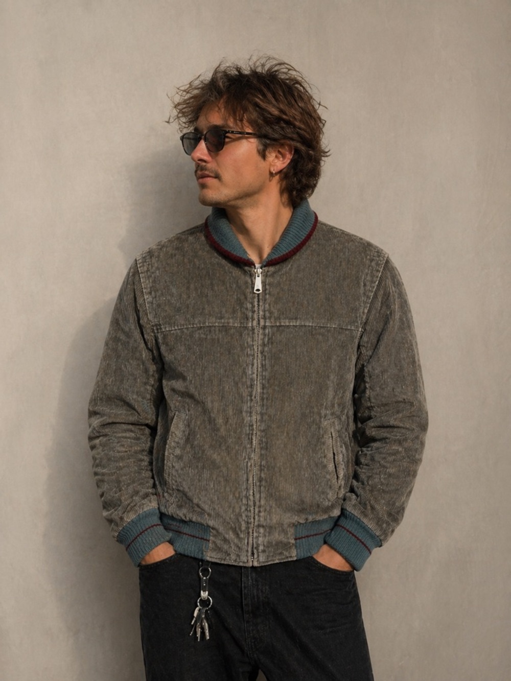 Vintage Reversible Corduroy Bomber Jacket